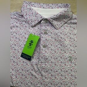 IZOD Golf Swingflex Elite Performance Golf Polo Shirt Marine Print Men M UPF 50